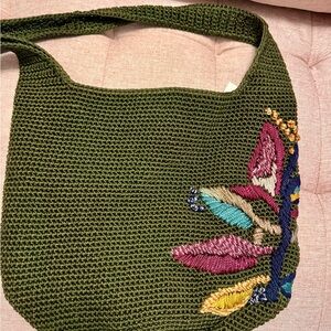 The Sak Handcrafted Olive Green Embroidered Bag